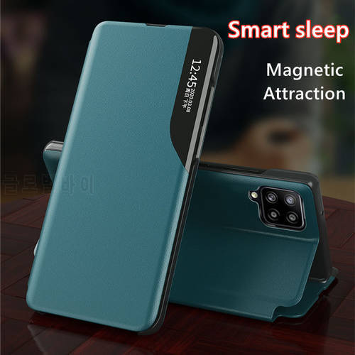 PU Leather Smart View Window Flip Phone Case For Samsung Galaxy F62 Magnetic Holder Shockproof Cover for Samsung M62 Stand Coque