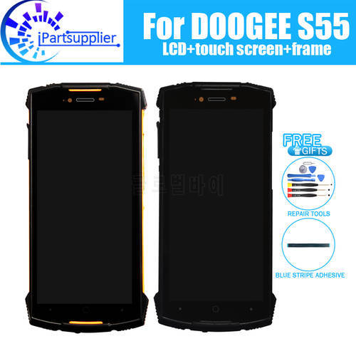 DOOGEE S55 LCD Display+Touch Screen Digitizer +Frame Assembly 100% Original New LCD+Touch Digitizer for S55
