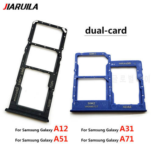 Dual-Card Sim Tray Holder For Samsung Galaxy A12 A31 A51 A71 A125F SIM Card Tray Slot Holder Adapter Socket Repair Parts