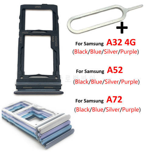 Original New For Samsung Galaxy A32 4G A52 A72 Replacement Repair SIM Card Slot SD Card Tray Holder Adapter + Pin ( Dual Card )