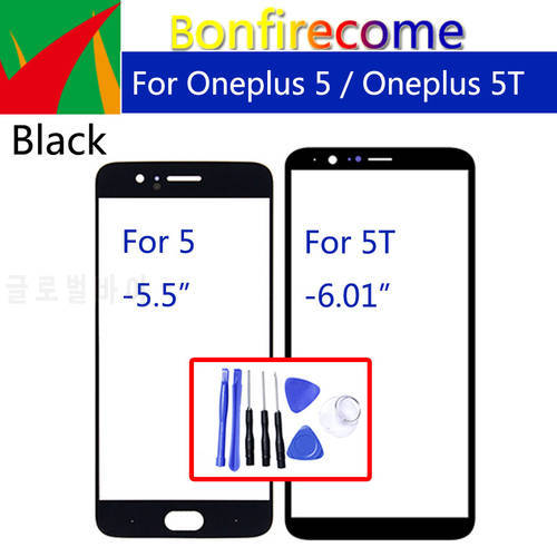 For Oneplus 5 A5000 Front Touch Screen Glass Outer Lens For Oneplus 5T LCD Glass Replacement
