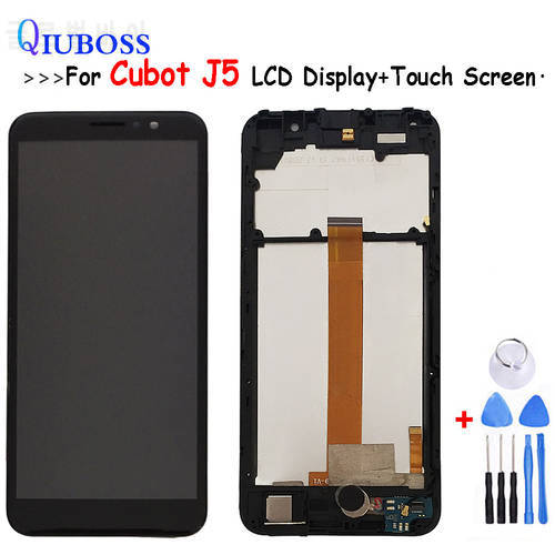 5.5&39&39Black For Cubot J5 LCD Display and Touch Screen Assembly Replacement For Cubot J5 Phone With Frame Free Tools