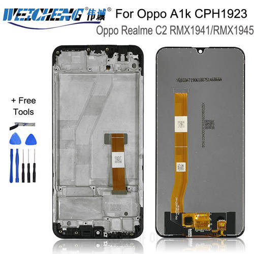 100% Tested Black For Oppo A1k CPH1923 / Realme C2 LCD Display Touch Screen with frame Digitizer Assembly Replacement