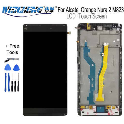 WEICHENG For Alcatel Orange Nura 2 M823 LCD Display And Touch Screen with frame Perfect Repair Parts Top Quality+free tools