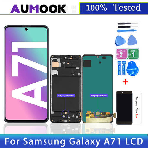 6.4 Super AMOLED Display For Samsung Galaxy A71 LCD Touch Screen Digitizer Assembly With Frame For A715 A715F A715W A715X Screen
