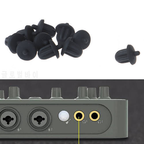 10pcs Black Rubber 6.35mm Audio Jack PC DVD Microphone Socket Dust Cover