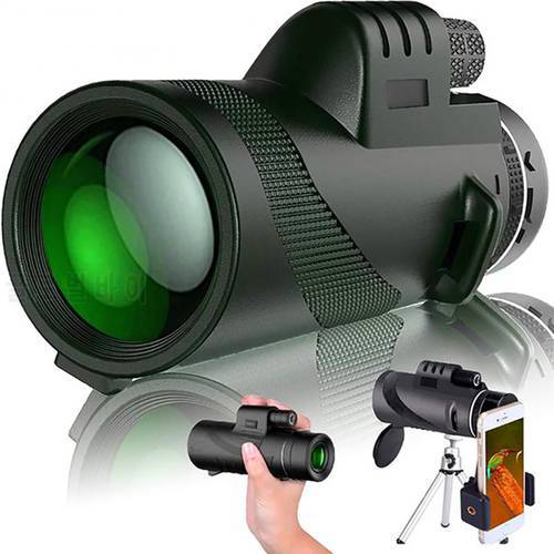 80X100 HD Zoom Tripod Monocular Telescope Day/Night Vision Camping Phone Clip Professional Outdoor Camping HD Binoculars