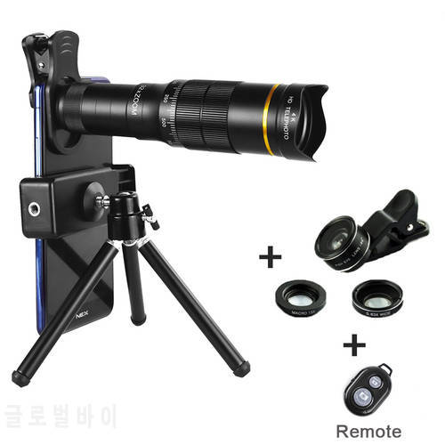 32X Telescope Lens 4K HD Universal Telephoto Phone Camera for Smartphone 4in1 Wide Angle Fisheye Macro Lens Kit Include Tripod