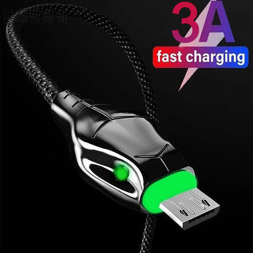 3A Fast Charger Black Mamba LED Indicator Micro USB Cable Charger Cord for Samsung Huawei Cable for Xiaomi Phone Accessories