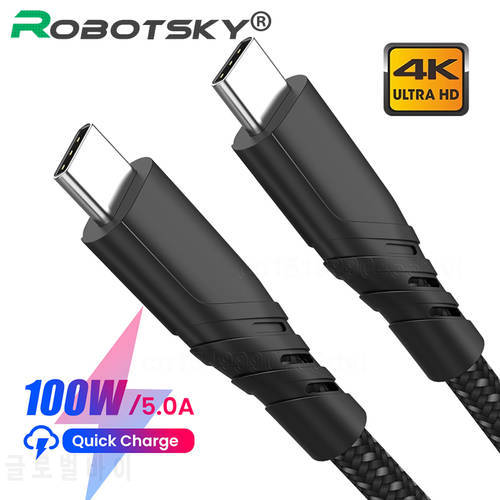 100W 5A USB 3.1 To USB C Cable For Macbook Pro USB 3.1 10Gbps Gen2 Fast Data Cable 4k PD USB-C Type-C Quick Cord For Samsung S10