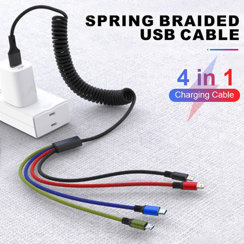 66W USB Type C Fast Charging Cable for Xiaomi Poco Spring Micro USB Wire Fast Charge Rectractable Phone Charger Cord