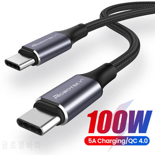 PD 100W USB C to USB Type C Cable For Xiaomi Redmi Note 8 Pro Quick Charge 4.0 Fast Charging For MacBook Pro Data Cable Cord