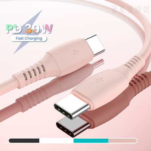 USB Type C to USB C Cable PD 30W Liquid Silicone Fast Charger for Samsung S20 Huawei Macbook Quick Charge USB C Charge Cord 1M