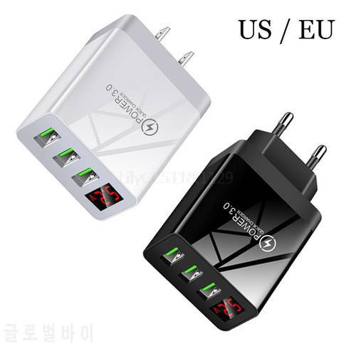 Quick Charge 3.0 USB Charger Digital Display Fast Charging Wall Phone Charger EU/US