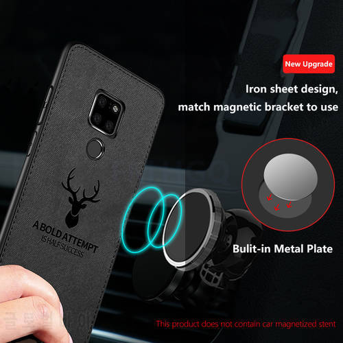 Hot Cloth Texture Deer TPU Magnetic Car Case For Huawei Mate 40 30 20 Built-in Magnet Plate Case For Honor 30 20 Nova8 Pro Cover