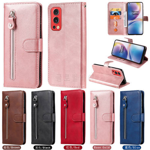 For Oneplus Nord 2 5G Luxury Leather Zipper Wallet Case One Plus Nord CE 2 Lite Flip Case OnePlus 9 Pro Nord N200 N 20 SE Funda
