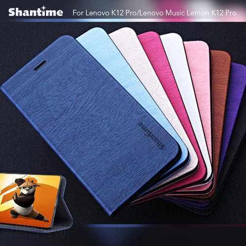 Wood grain PU Leather Case For Lenovo K12 Pro Flip Case For Lenovo Music Lemon K12 Pro Phone Bag Case Soft Silicone Back Cover