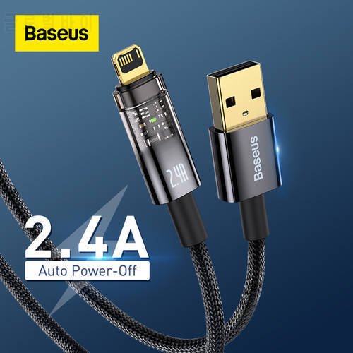 Baseus USB Cable For iPhone 13 12 11 Pro Max Mini XS Plus 2.4A Auto Power-Off Fast Charging Cord For iPad iPhone Charger Cable