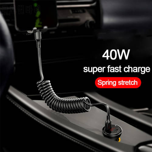 5A USB Type C Data Cable Micro USB Spring Pull Telescopic Fast Charging Cable for Huawei Android Phone Accessories Car USB Cable
