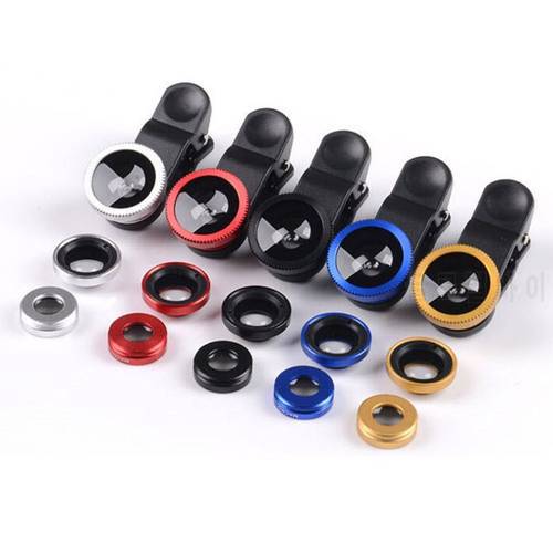 3-in-1 Wide Angle Mobile Phone Lenses Macro Fisheye Lens Camera Kits with Clip 0.67x for iPhone Samsung All Cell Phones