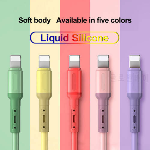 USB Cable For iPhone 14 13 12 11 Pro Max X XR XS 8 7 6 iPad Fast Data Charging Charger USB Wire Cord Liquid Silicone Cable 1/2M