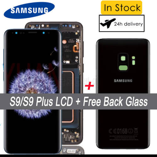 100% Original Super AMOLED LCD for Samsung Galaxy S9 G960 G960F S9 Plus G965 G965F Display Touch Screen Digitizer + Back Glass