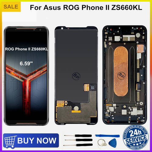Original 1B color AMOLED LCD Display For ASUS ROG Phone 2 Phone2 Phone II Touch Screen With Frame For ASUS ZS660KL I001DA ROG 1