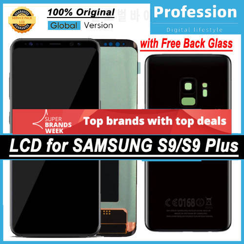 1 Set Original Super AMOLED Display for Samsung Galaxy S9 S9 Plus S9+ LCD Touch Screen Digitizer with Back Glass Repair Parts