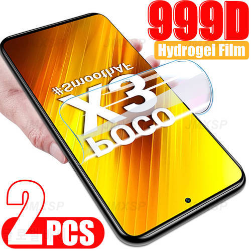 2Pcs Full Cover Hydrogel Film For Xiaomi Poco X3 M3 M2 F2 M4 Pro Screen Protector For Xiaomi Poco X3 X4 NFC F3 GT F1 X2 C3 Film