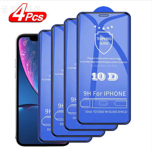 1-4Pcs Screen Protectors for IPhone 13 12 Pro Max XS X XR 11 Tempered Glass Film for IPhone 6 6S 7 8 Plus 9D Protective Glass