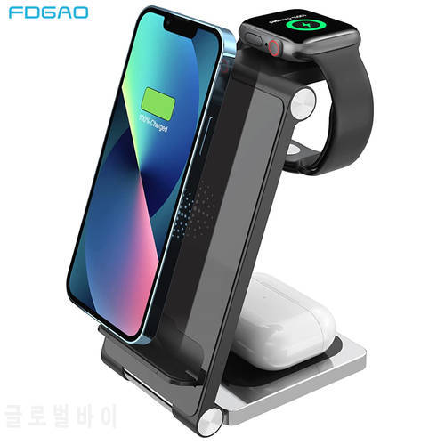 Wireless Charging Station 3 in 1 15W Fast Charger Stand Dock For Apple Watch 7 6 SE 5 iPhone 14 13 12 11 XS XR X 8 Airpods 3 Pro