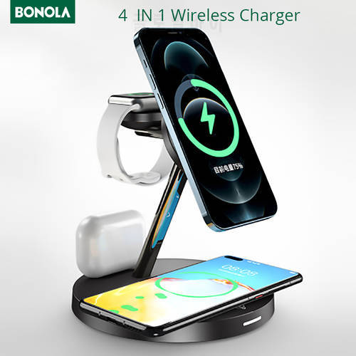 Bonola 4 in 1 Magnetic Wireless Charger Stand for iPhone 13 12 Pro Max Fast Wireless Charging for Apple Watch 7 6/AirPod Pro 2 3