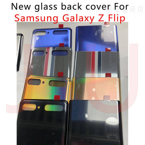 New F700 Rear Glass For Galaxy Z Flip 4G F700 Back Glass Housing Battery Cover Replacement Part+Camera Lens Frame