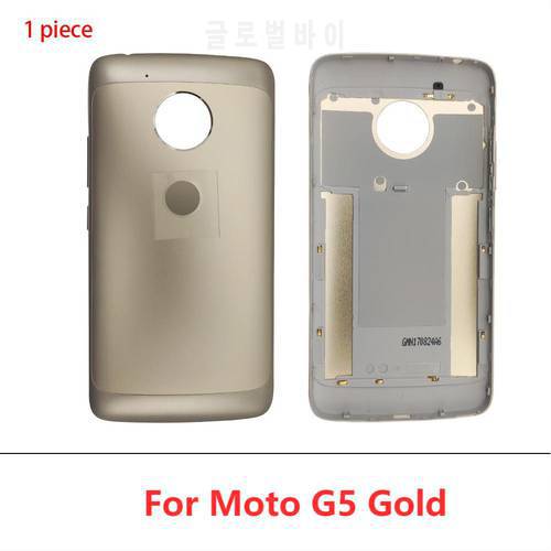 Back Battery Cover Rear Door Housing Case With Glue Sticker Adhesive + Side Key Button Replacement Parts For Moto G5