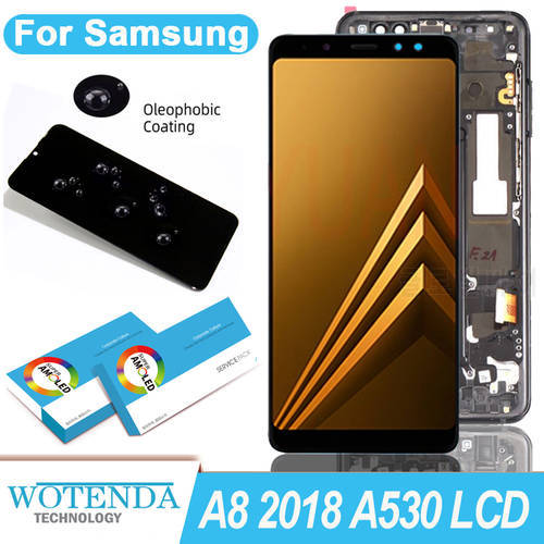 Original 5.6&39&39 Super AMOLED LCD Display with Touch Screen Digitizer for Samsung Galaxy A8 2018 A530 A530F Repair Parts