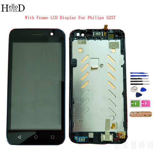 4.5&39&39 Mobile LCD Display For Philips S257 LCD Display With Touch Screen Digitizer Panel Lens Sensor Touchscreen Frame Tools