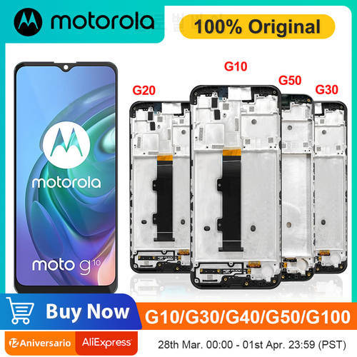 Original For Motorola Moto G10 G20 G30 LCD Display Touch Screen Digitizer withFrame,For MotoG30 G50 G60 G100 Display Replacement