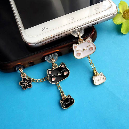 Funny Cat Dust Plug Charm Kawaii Cute Charge Port Plug For iPhone Type C Stopper Anti Dust Protection Cap Couple Phone Pendant