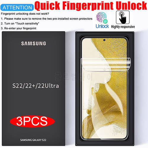 3Pcs For Samsung S22 S21 Ultra Plus S20 FE Screen Protector For A52 A32 A12 A72 Note 20 Ultra 10 S10 Lite S10E 5G Hydrogel Film