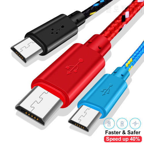 Olnylo Braided Micro USB Cable Data Sync USB Charger Cable For Samsung Huawei Xiaomi Android Phone Microusb Cables Fast Charging