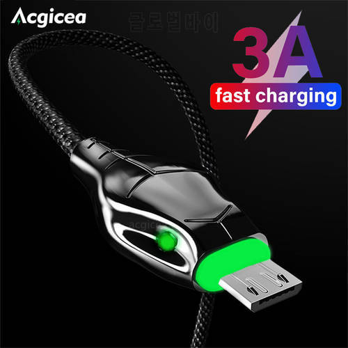 3A USB Cable Fast Charging Snake Head Glows 0.5M/1M/2M USB Data Cord For Samsung Huawei Xiaomi Charger Mobile Phone USB Cable