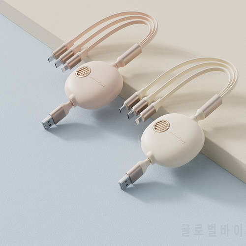 3 in 1 Mobile Phone Data Cable Retractable Charging Cable Multi Usb Port Micro USB Type C Charger For Iphone Huawei Xiaomi