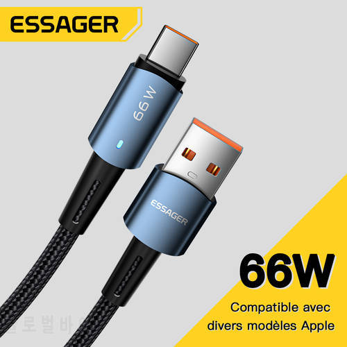Essager 7A 100W USB Type C Cable 100W Fast Charging Wire For OPPO Oneplus Huawei P40 P30 Samsung Realme USB C Charger Data Cord