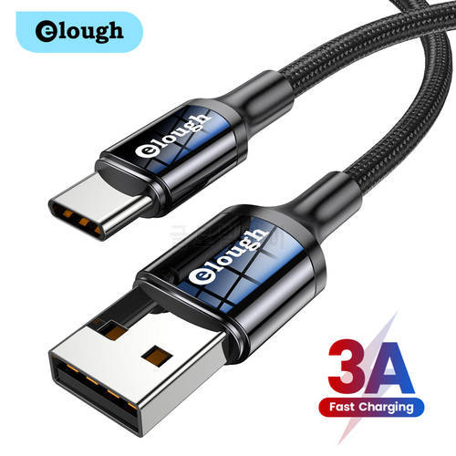 Elough USB Type C Cable 3A Fast Charger For Xiaomi POCO Huawei Samsung USB-C Type-C Cable Mobile Phone Charging Cord Data Wire