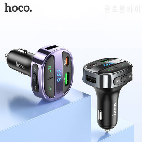 HOCO 30Ｗ PD USB Car Charger QC4.0 QC3.0 fast Charge LED Display FM Transmitter Modulator Bluetooth Handsfree Car Kit Audio MP3