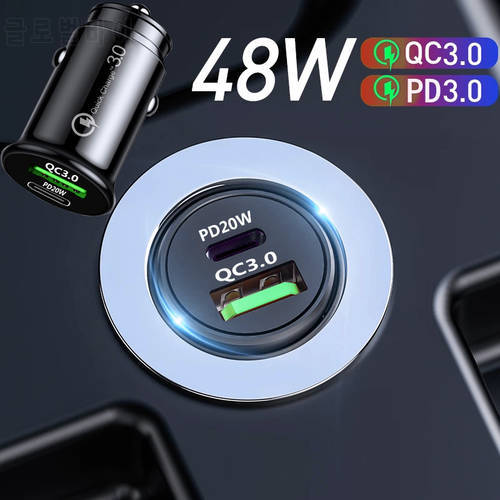 48W USB Car Charger Quick Charge QC3.0 PD USB Adapter Dual USB PD Fast Charging for Smart Phone car charger Cigarette Lighter