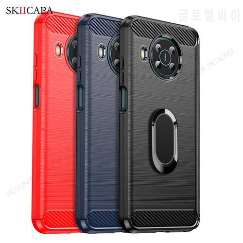 For Nokia X100 5G Brushed Carbon Fiber Silicone Shockproof Case For Nokia XR20 X10 X20 G50 G10 G20 8V 5G UW Magnetic Stand Cover