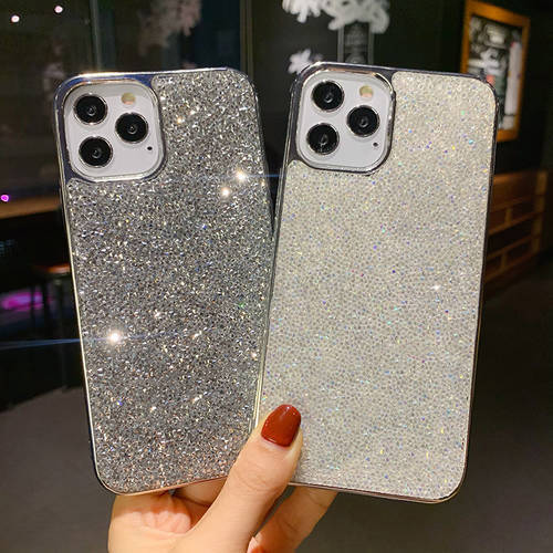Fashion Bling Rhinestone Gem Diamond Soft Phone Case For apple iphone 11 12 13 Pro Xs Max XR 6 7 Glitter Camera Protection Cover