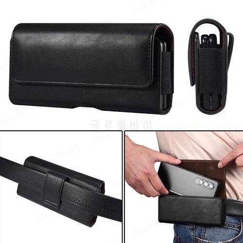 Leather Phone Pouch Card Wallet Case Waist Bag For Samsung Z Fold 3 5G Belt Clip Holster Flip Phone Cover For Galaxy Z Fold 2 5G