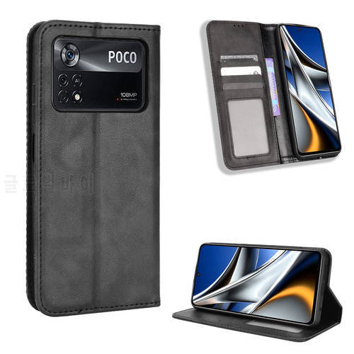 For Xiaomi Poco X4 Pro 5G Case Luxury Flip PU Leather Wallet Magnetic Adsorption Case For Xiaomi Poco X4Pro Phone Bag